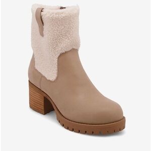 MIA Tan Heeled Boots with Shearling